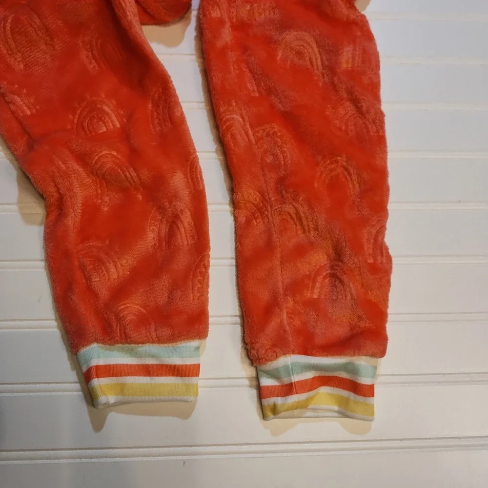 Cat Jack Pink Rainbow Fleece Pajamas Sleepwear One Piece‎ Hooded Girls LG 10 12